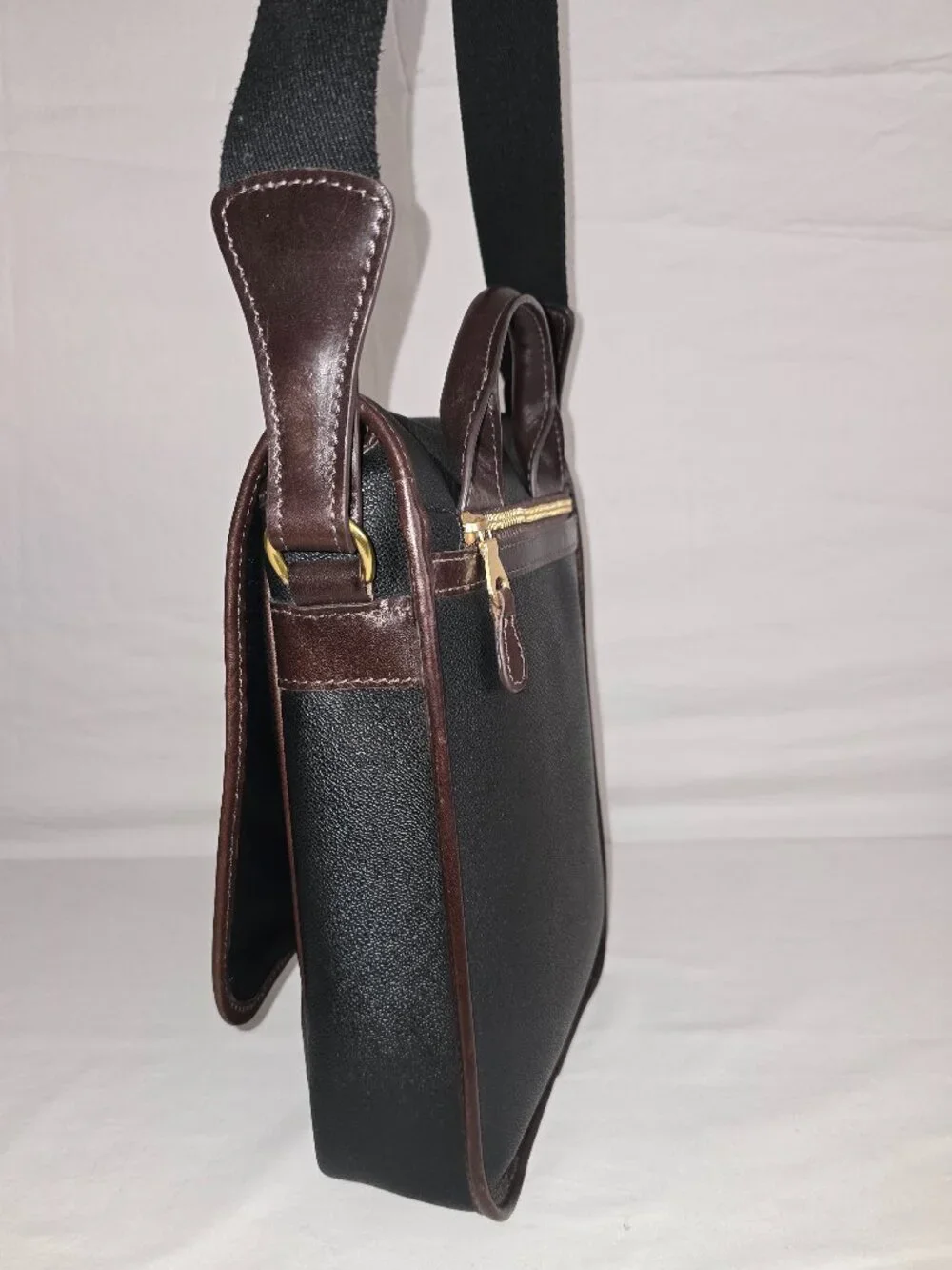 Vtg Mulholland Endurance Black Coated Canvas Convertible Top Handle Crossbody